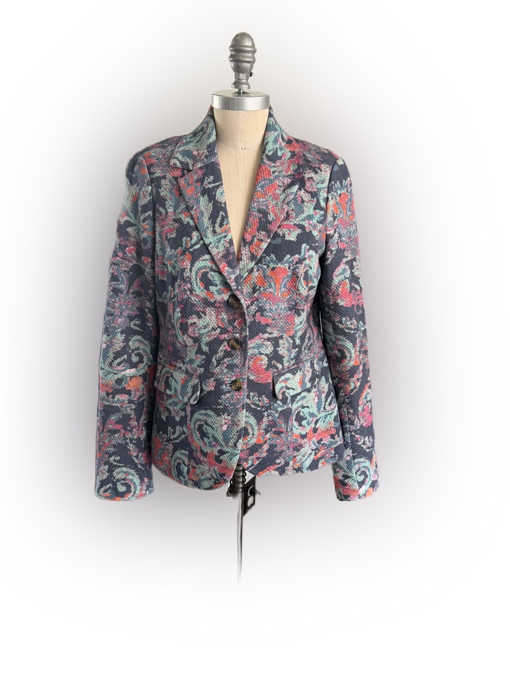 Sundance Colorful Blazer Button Up Closure Faux Front Pockets. Size Small